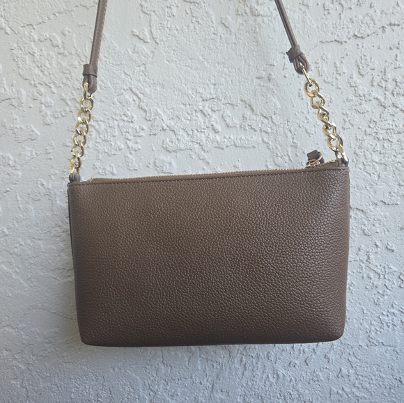 Calvin Klein Pebbled Crossbody Bag – Taupe Brown – Gold Chain Strap - Picture 2 of 7